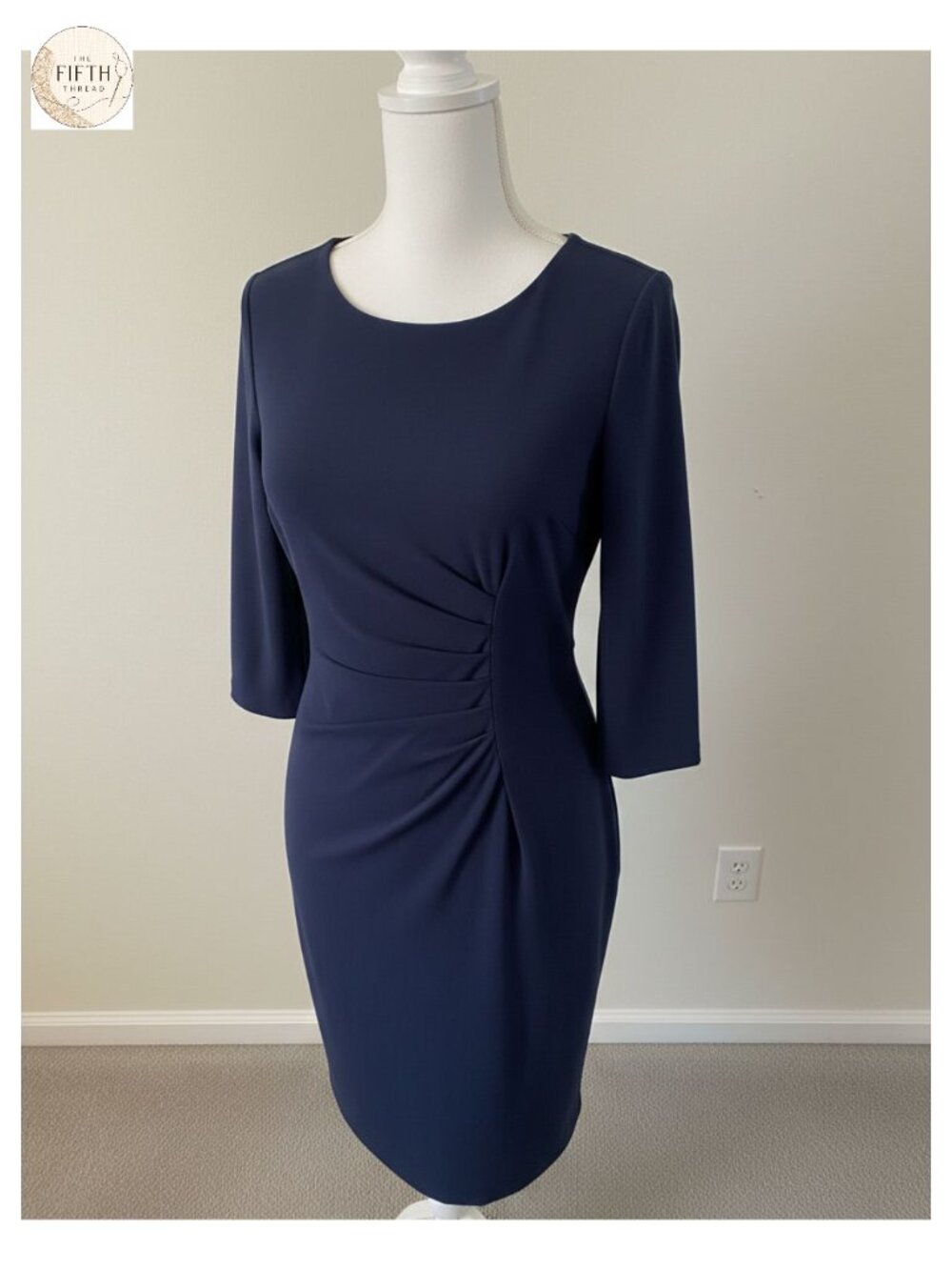 3/4 Sleeve Sheath Bodycon Work Dress for Women Knee Length